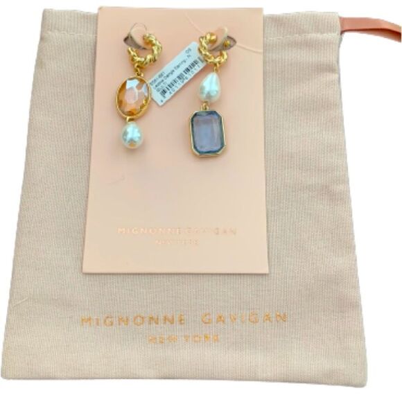 Mignonne Gavigan Leonie Earrings – Asymmetrical, Faux Gemstones & Pearls - Picture 1 of 8